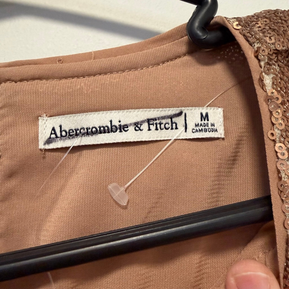 Women's Abercrombie & Fitch M Gold Bronze Sequin Puff Sleeve Blouse New NWOT - Picture 15 of 16